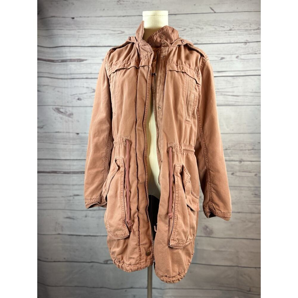 American Eagle Winter Coat Women Medium Dusty Pink Hooded Utility Jacket